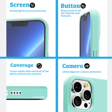 iPhone 14 Pro Soft Silicone Jelly Case Cover - Long Lasting With Shock & Drop Protection, Screen & Camera Lens Glass Guard - Black